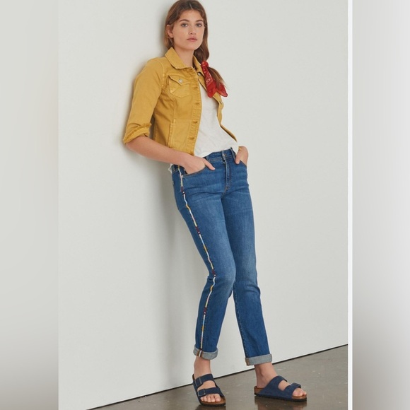Anthropologie Pilcro Embroidered Boyfriend Jean Boho Slim Leg Crop Size 27 - Picture 15 of 15
